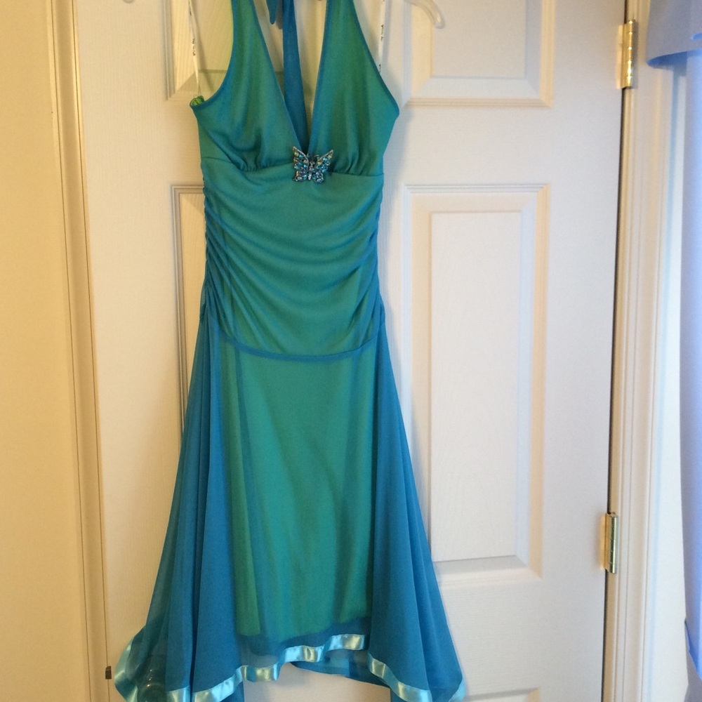 My Michelle Blue/Lime Green Dress